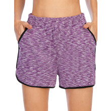 LELINTA Dames Yoga Workout Shorts met Elastische Tailleband, Mini Sportshorts Grijs/Roze Rood/Blauw/Paars
