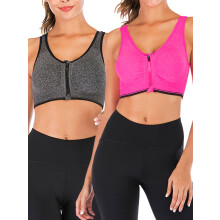 Women Sports Bra Front Zipper Yoga Bras Padded Stretch Fitness Tops Workout Gym Activewear Yoga Bra for Gym Running Workout Fitness