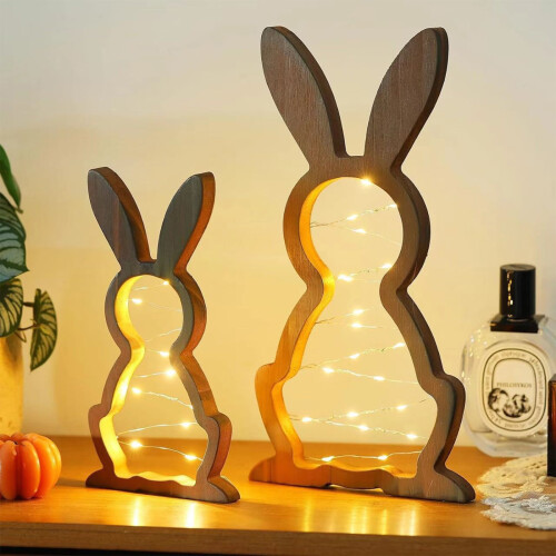 2 Wooden Easter Bunny Night Lights