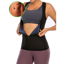 Dames shapewear zweet sauna vest cincher trainer shaper workout tanktop afslankend polymeer sauna vest met ritssluiting aan de voorkant