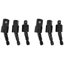 6PC Wobble Socket Adapters Universele Joint Swivel Socket Set, 1/4 Inch Hex Shank Naar 1/4 3/8 1/2 Vierkante Socket Drives