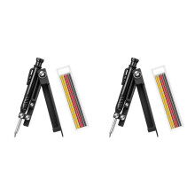 2X Ferramenta de Escriba Multifuncional, Lápis de Construção, Ferramentas de Carpintaria com Lápis de Furo Profundo, Escriba de Carpintaria DIY
