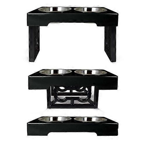 OurPets Barking Bistro Adjustable Elevated Dog Feeder, Black, 1 Each