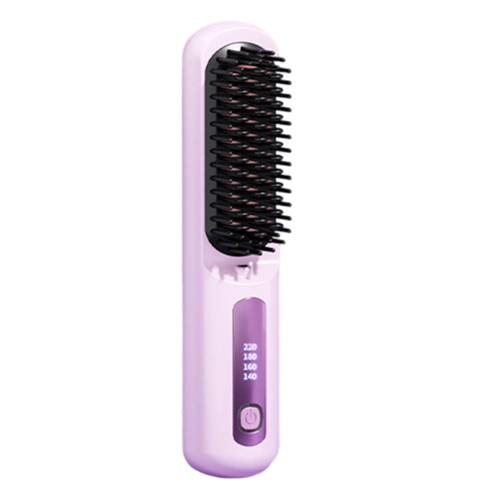 Professional Ceramic Hair Straightener Brush With Wireless-Pink