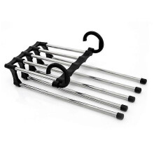 Multi-Functional 5 In 1 Trouser Storage Rack Adjustable Pants Tie Storage Shelf Closet Organizer Stainless Steel Clothes Hanger