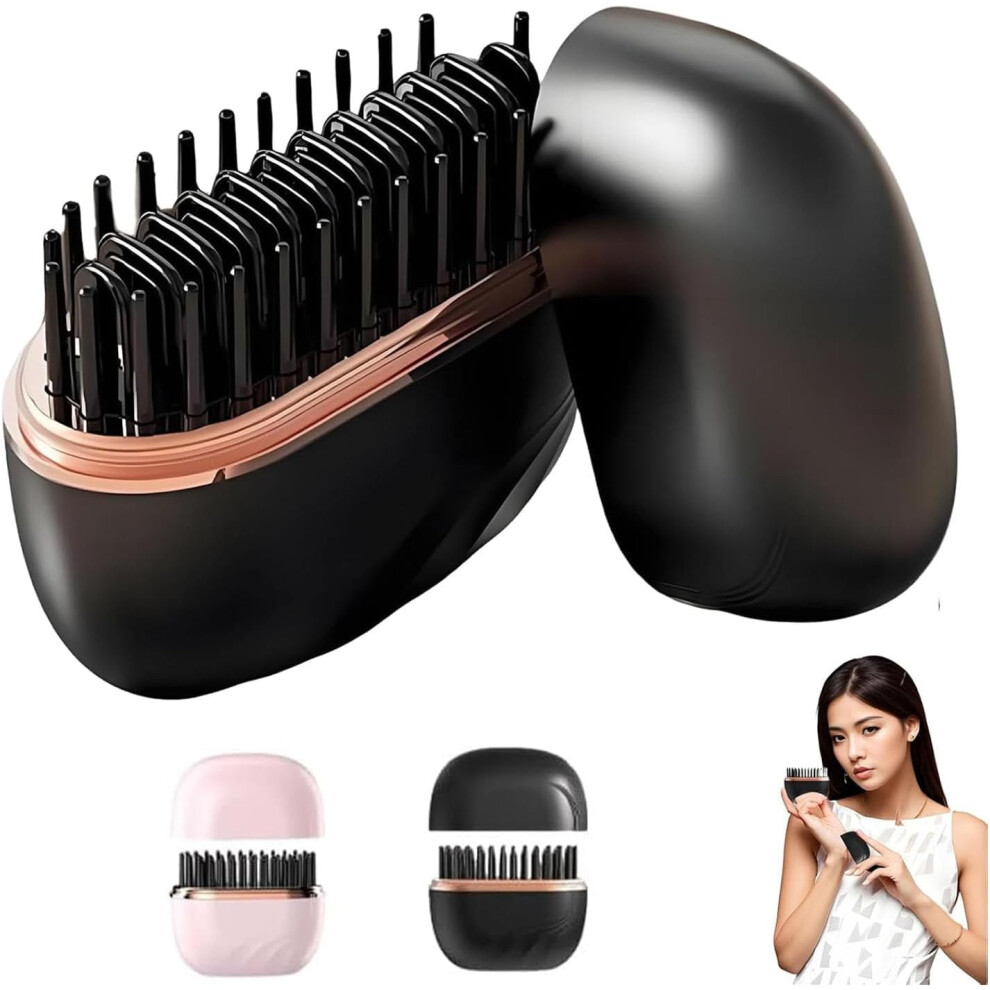Glambrush Mini Straightener â 2-in-1 Cordless Brush, 3 Temp Settings, Anti-Scald Cover, Lightweight & Portable for Women