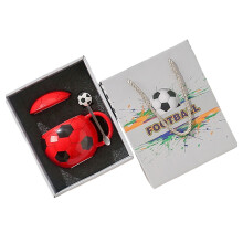 Tasse à café de conception de football artistique,-Coffret rouge