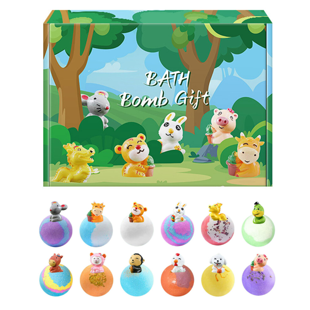Pack Of 12 Animal Themed Bath Salt Bombs Ball With Surprise