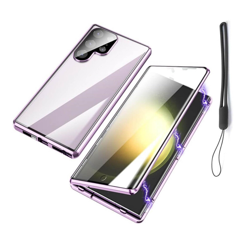 Privacy Magnetic Tempered Glass Case For Samsung Galaxy S25 S24 S23, 360 Full Body Antipeeping Protection 9092120167320