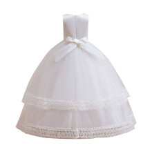 AWZXDE Piger Performance Recital Kjole Lang Mesh Tutu Festkjole til Store Børn og Børn Hvid
