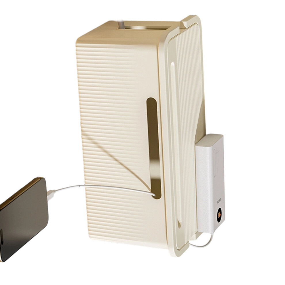 Plastic Cord Management Box With Cover For Neat Desk-L White 7695000874824