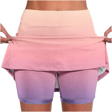 Summer Shorts Skirts for Women Gradient Mid-waist Sports Skirts Swimsuit Bottom, Size S-4XL
