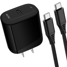 20W USB-C PD vægopladerblok med 1,8 m USB-C-kabel, hurtig opladning, kompatibel med USB-C-enheder
