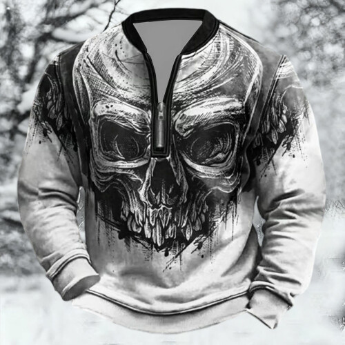 Age Norse Mythology Midweight Pullover Sweater For With Half Zip Neck Design