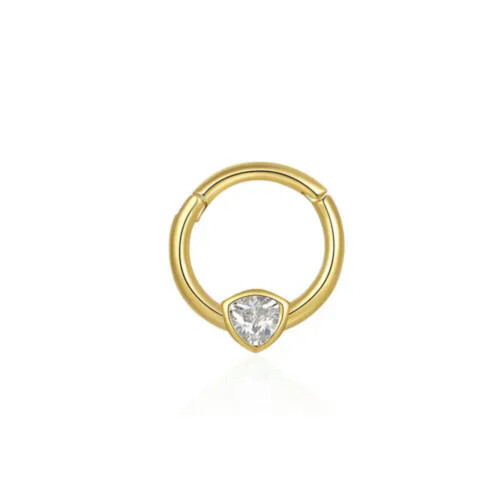 Δαχτυλίδι μύτης Solitaire CZ16G με άρθρωση, στεφάνι για κλιπς, Daith Hoop A4415-Χρυσό - 1 τεμάχιο