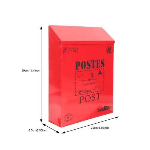 Wall Mount Postbus Retro Stijl IJzer Rood 1 Set 1