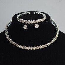 4 Piece Jewelry Set, Electroplated High Gloss Luxury Exquisite Rhinestone Jewelry Necklace Bridal Set