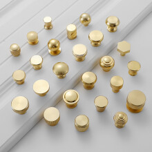 Round Gold Knobs Single Hole Cabinet Drawer Pulls Aluminum Furniture Hardware Handle for Cupboard Wardrobe Vanity Closet Door,4