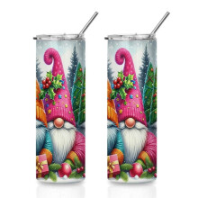 Kubek termiczny Holiday Gnome Skinny, prezenty świąteczne i sztuka śnieżnego lasu, stal nierdzewna, kubek do gorących i zimnych napojów