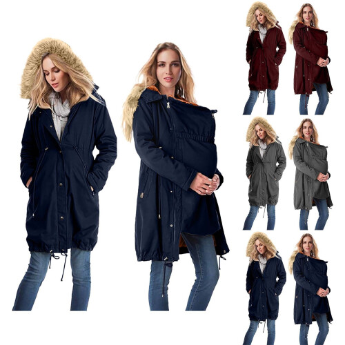 Women's Maternity Puffer Jacket Hooded Winter Parka with