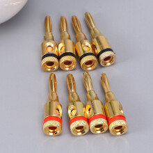 8Pcs 4mm Audio Speaker Plug Connector Gold Colored for Durable