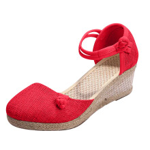 Letnie damskie espadryle, sandały na koturnie, zakryte palce, sandały na platformie, codzienne, solidne sandały damskie