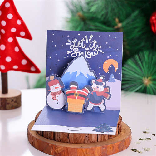 Kerstboom wenskaart met 3D-glitter en envelop