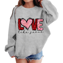 Flicka Grafisk Sweatshirt Bokstavstryck Söt Rund Hals Långärmad Nedsänkt Axel Hösttröja Toppar
