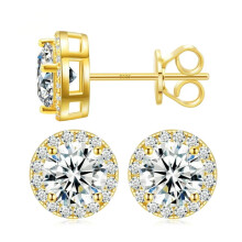 Moissanite Halo Stud Earrings, Screw Back, 0.2–8.0ct, 3–10mm, 18K White Gold Plated 925 Silver, Lab-Cut Round Brilliant – Compatible with