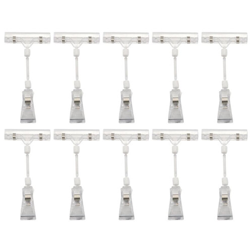 10pcs 6.5 inch Height Transparent Plastic Double Clips Adjustable  Sign Card Display Holder