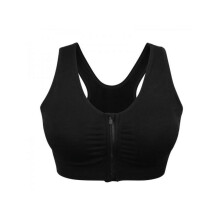 Dames sportbeha in effen kleur, plus size, ultradun, grote maat, met ritssluiting aan de voorkant en volledig gewatteerde cups.