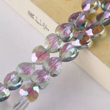 20pcs Shiny Heart Faceted Crystal Glass 8mm 10mm Loose Beads for Jewelry Making-8mm-Purple Colorized
