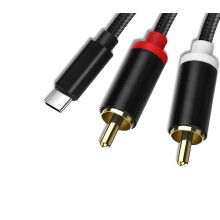 USB C to RCA Audio Cable 15ft, GoldPlated Stereo Adapter with Clear Sound for Speakers and Car Stereo