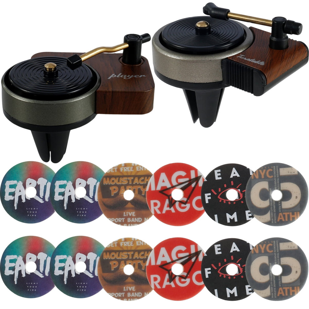 2Pcs Car Air Freshener Record Player Retro Car Air Diffuser With Clip Record Player Shape Car Aromatherapy Tablets For Car Home Office 9365509076019