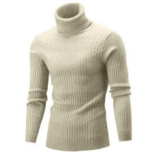 Pulovere cu guler înalt pentru bărbați, la modă, tricotate cu cabluri, pulovere simple, solide, top