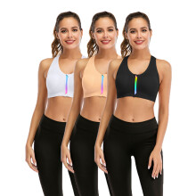 Dames sportbeha met zachte racerback en uitneembare pads, ideaal voor yoga, hardlopen en workouts, met goede ondersteuning.