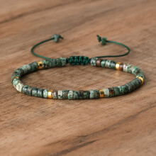 1pc Colorful Natural Stone Beads Beaded Braided Bracelet Boho Style Hand Jewelry Decoration Adjustable,African Turquoise,African Turquoise