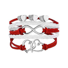 (Type 9)Leather Wrap Bracelets Girls Double Hearts Infinity Rope Wristband Bracelets Gifts