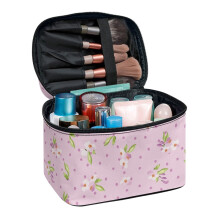Floral Polka Dot Makeup Organizer Bag with Brush Slots 1pc