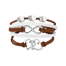 (Type 2)Leather Wrap Bracelets Girls Double Hearts Infinity Rope Wristband Bracelets Gifts