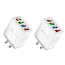 2X 4 USB Fast Charging Adapter,with LED Light Fast Charge Charger 5V3A Charger Type-C QC3.0 Fast Charge Adapter(US Plug)