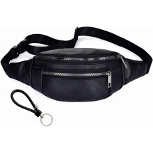 Vintage Genuine Leather Fanny Pack with Zipper Pockets & Key Ring – Adjustable Crossbody Sling Bag, Cowhide Waist Backpack (Khaki)