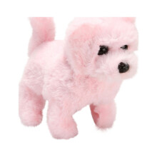 Cachorro de pelúcia rosa interativo que anda, com som, brinquedo educativo de pelo sintético para crianças, 15 x 14 x 9 cm.