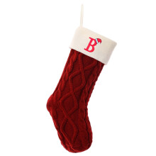 DAMAI 18" Personalized Knitted Christmas Stocking with Initials, Compatible with Fireplace Hanging Decor