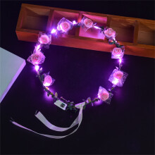 Led Light Women Flower Girl Headband Glow Blinking Crown Hair Wreath For Girls Women Wedding Festival Christmas New Year Party,Pink
