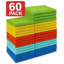 Lot de 60 chiffons de nettoyage en microfibre 30 x 30 cm, absorbants, pour voitures, SUV, fenêtres, cuisine et maison – Compatibles avec toutes