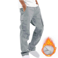 Cargo Pants for Mens,Winter Fleece Workout Pant for Juniors,Men Pant Baggy with Pockets,Gray,3XL