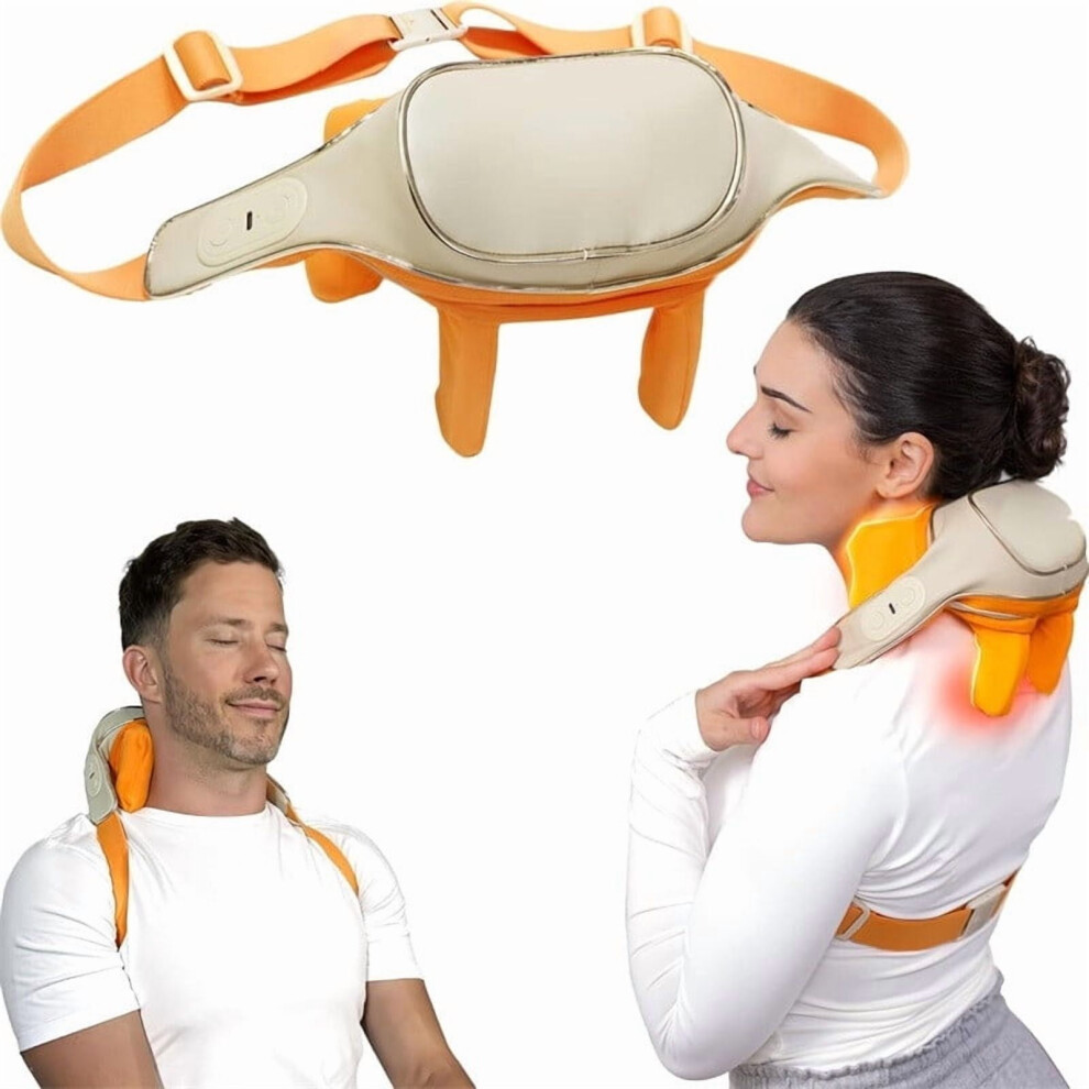 White Portable Shiatsu Neck Massager, 4D Kneading, Real Hands Simulation, Deep Tissue Pain Relief, Compact For Home/Office/Travel Â