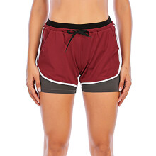 Modieuze zomerbroek voor dames met elastische tailleband, sportshorts, gymshorts, workoutshorts, yogashorts, effen kleuren: grijs/roze,