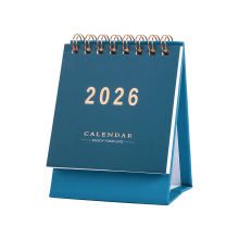 Malý stojaci výklopný stolový kalendár na rok 2026, január – december 2026, 18-mesačný dvojdrôtový stolový plánovač, hrubý papier, do